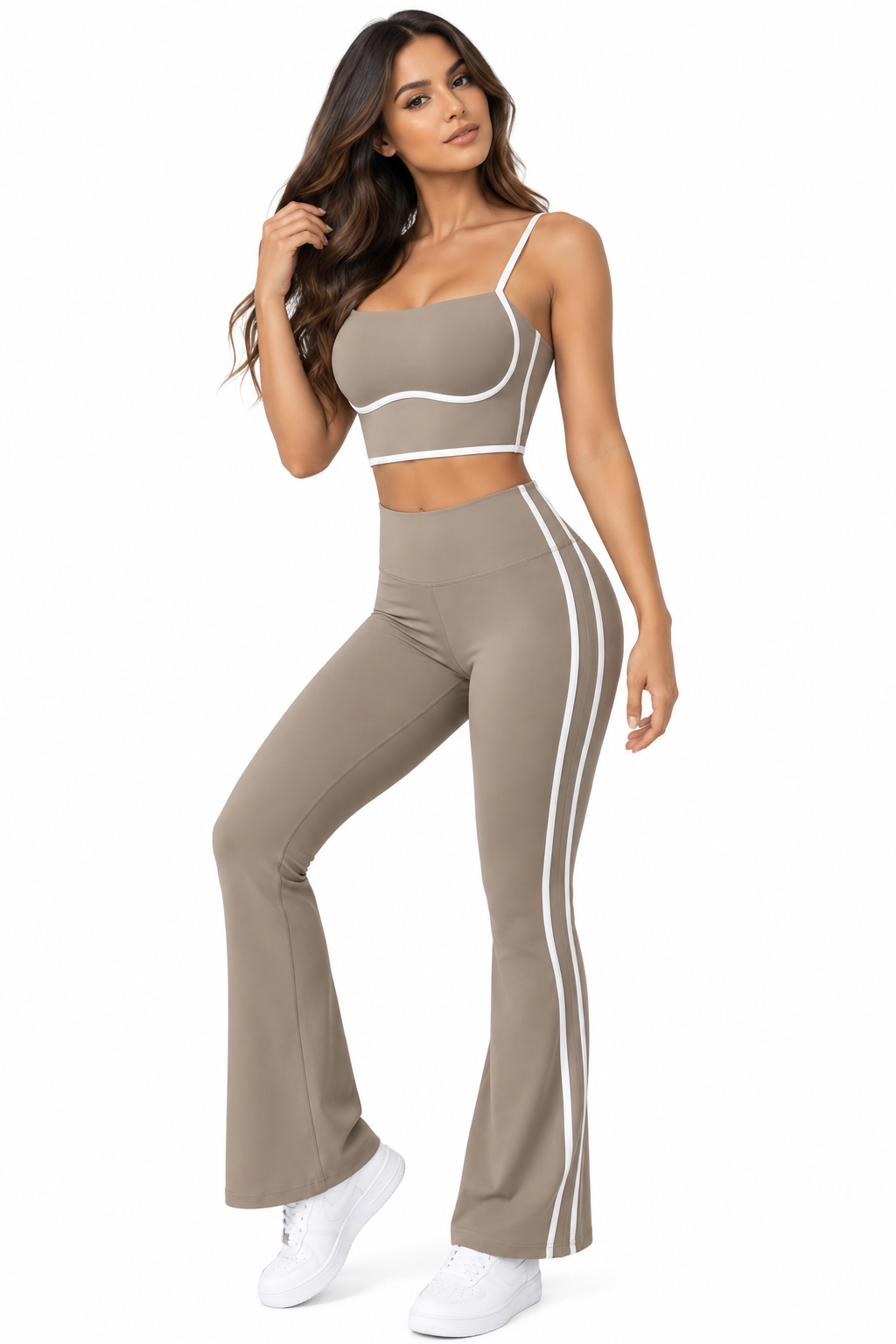 Conjunto Top y Calza Flare Líneas en Contraste CH252